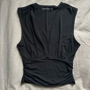 Abercrombie & Fitch Black Plunge Ruched Top